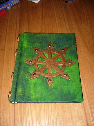 The cover, with texture, color, and icon.